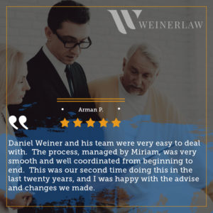 Weiner Law Client Testimonial From Arman P