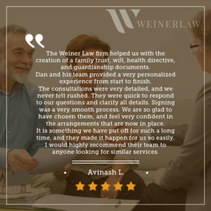 Weiner Law Client Testimonial From Avinish L